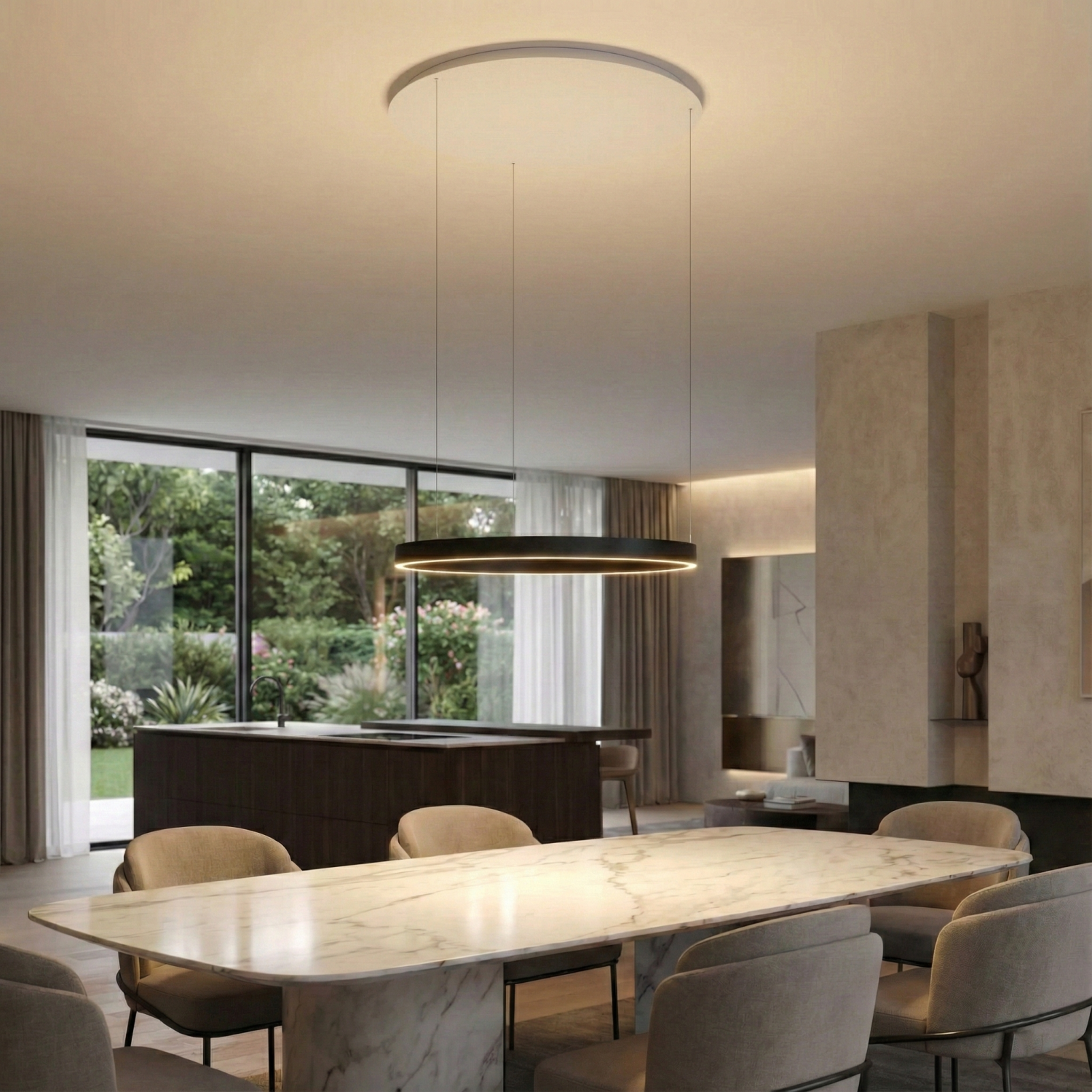 Детайлно изображение на Висящо LED осветително тяло Luno тип пръстен с 2.4G дистанционно Снимка на Висящо LED осветително тяло Luno тип пръстен с 2.4G дистанционно