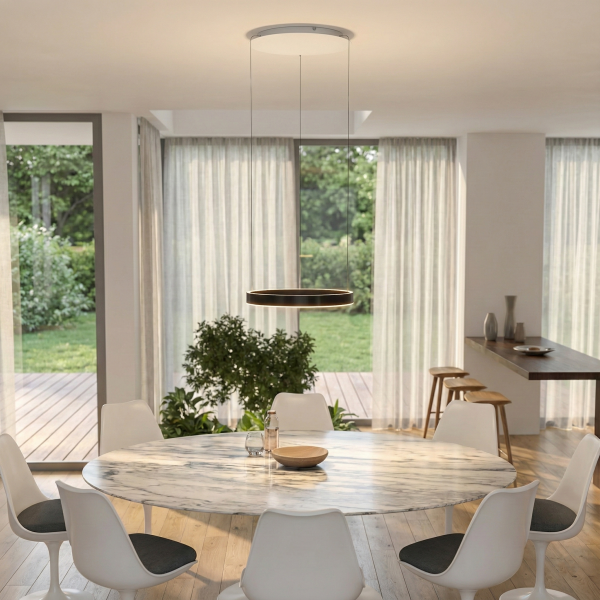 Детайлно изображение на Висящо LED осветително тяло Luno тип пръстен с 2.4G дистанционно Снимка на Висящо LED осветително тяло Luno тип пръстен с 2.4G дистанционно