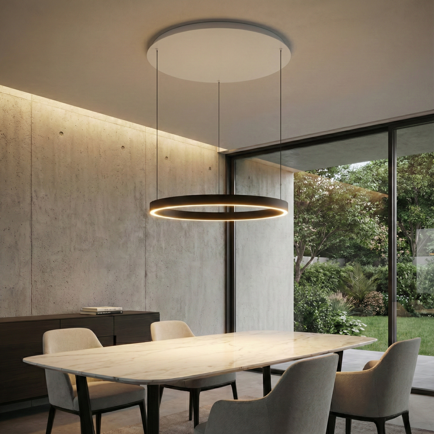 Детайлно изображение на Висящо LED осветително тяло Luno тип пръстен с 2.4G дистанционно Снимка на Висящо LED осветително тяло Luno тип пръстен с 2.4G дистанционно