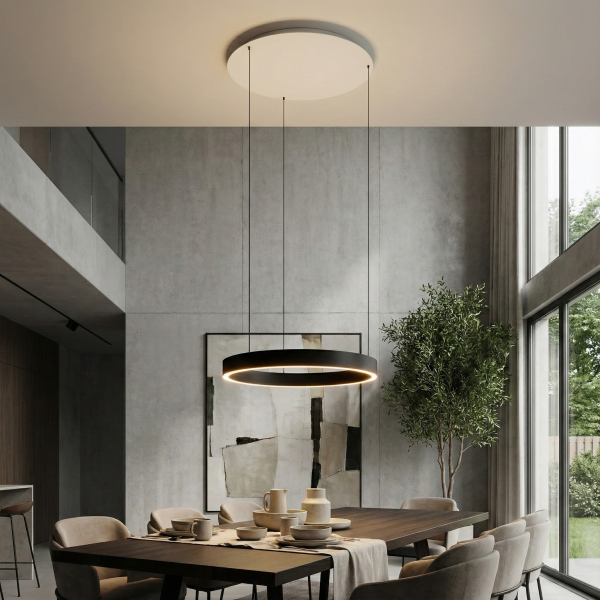 Детайлно изображение на Висящо LED осветително тяло Luno тип пръстен с 2.4G дистанционно Снимка на Висящо LED осветително тяло Luno тип пръстен с 2.4G дистанционно