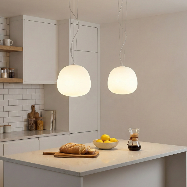 Детайлно изображение на Висящ пендел Mist | Пясъчно бял | Матиран дифузер Снимка на Висящ пендел Mist | Пясъчно бял | Матиран дифузер