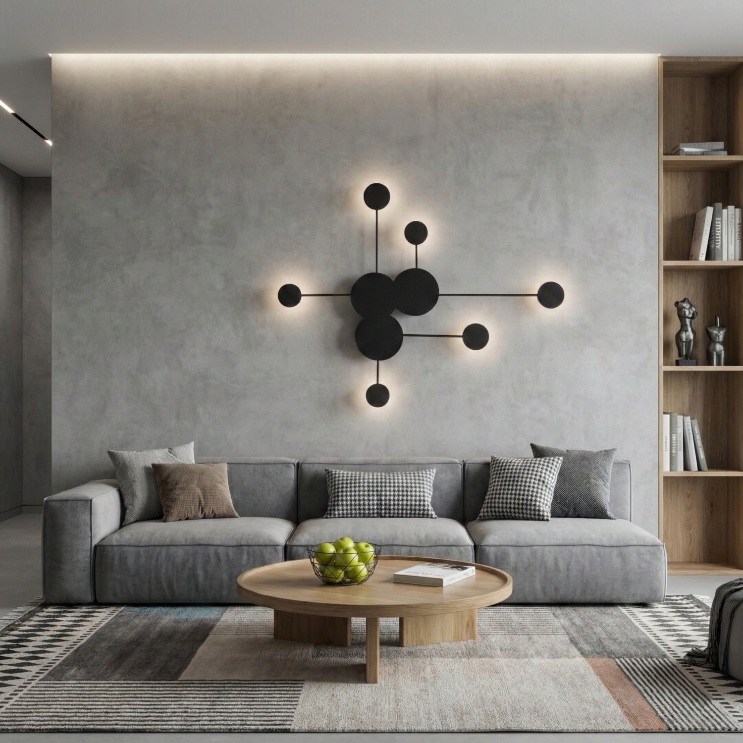 Снимка на Стенен LED аплик Nexus | Геометричен дизайн | Черен | 42W | 3000K