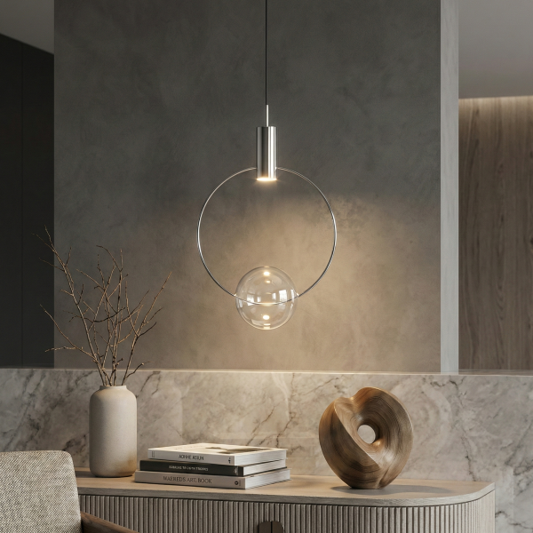 Детайлно изображение на Висящ LED пендел Nox | Сфера с пръстен | 5W | 3000K Снимка на Висящ LED пендел Nox | Сфера с пръстен | 5W | 3000K