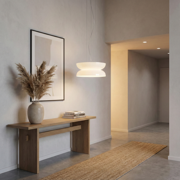 Детайлно изображение на Дизайнерски пендел Pluto Double | Бяло стъкло | 14W | 3000K Снимка на Дизайнерски пендел Pluto Double | Бяло стъкло | 14W | 3000K