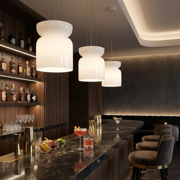 Снимка на Висящ LED пендел Pluto Down | Бяло стъкло | 14W | 3000W