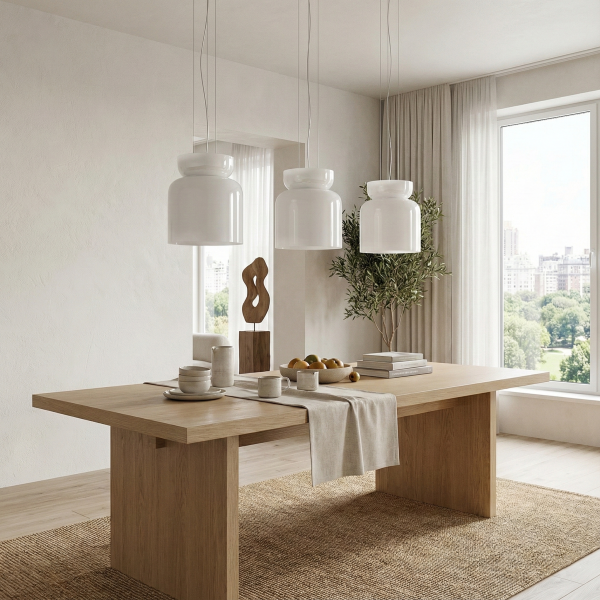 Снимка на Висящ LED пендел Pluto Down | Бяло стъкло | 14W | 3000W