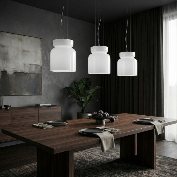 Снимка на Висящ LED пендел Pluto Down | Бяло стъкло | 14W | 3000W