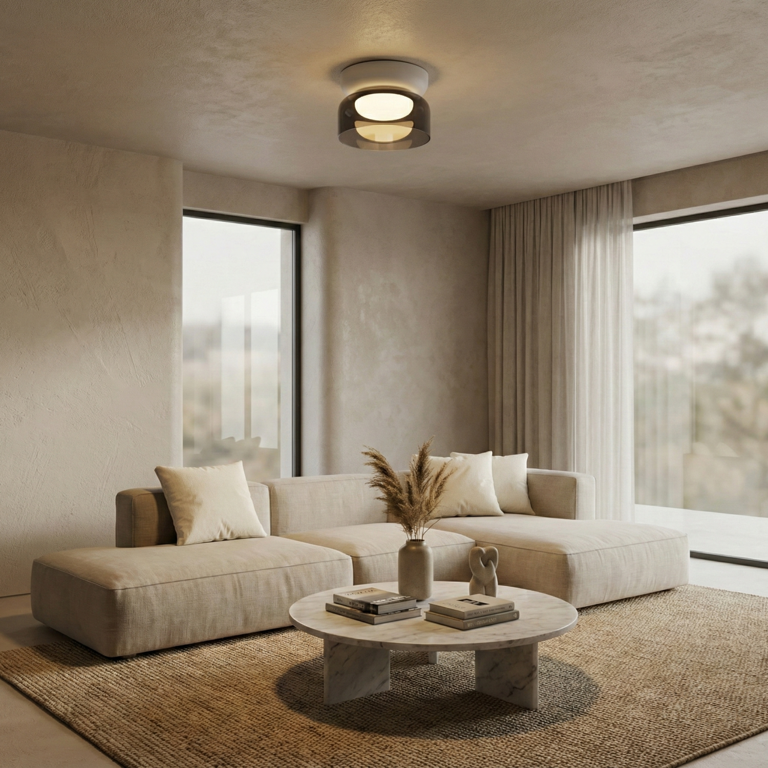 Детайлно изображение на Кръгла LED плафониера Pluto | Опушено стъкло | 6W | 3000K Снимка на Кръгла LED плафониера Pluto | Опушено стъкло | 6W | 3000K