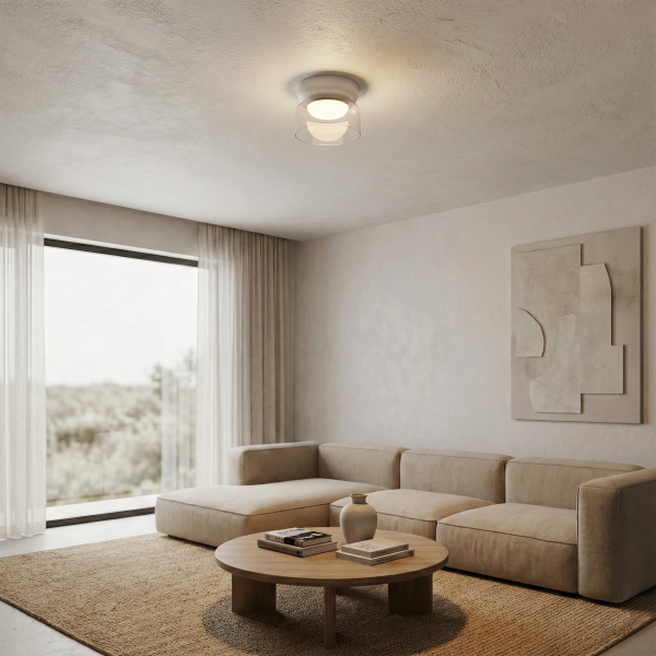 Снимка на Кръгла LED плафониера Pluto | Бяло стъкло | 6W | 3000K