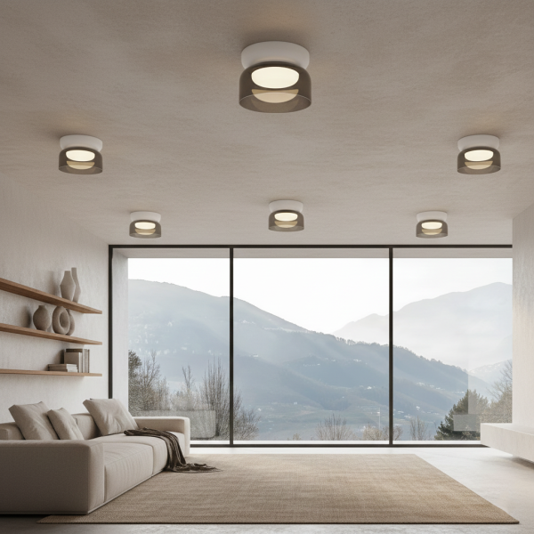 Детайлно изображение на Кръгла LED плафониера Pluto | Опушено стъкло | 6W | 3000K Снимка на Кръгла LED плафониера Pluto | Опушено стъкло | 6W | 3000K