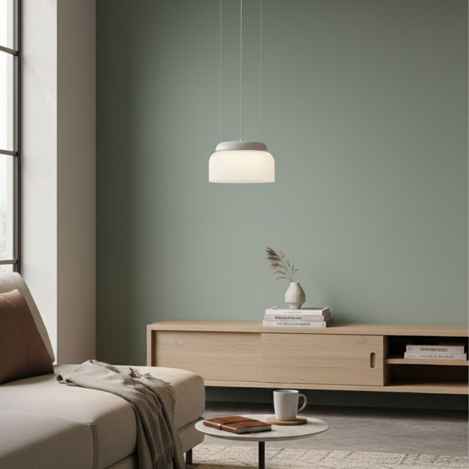 Детайлно изображение на Висящ LED пендел Pluto | Бяло стъкло | 6W | 3000K Снимка на Висящ LED пендел Pluto | Бяло стъкло | 6W | 3000K