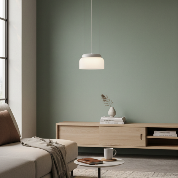 Детайлно изображение на Висящ LED пендел Pluto | Бяло стъкло | 6W | 3000K Снимка на Висящ LED пендел Pluto | Бяло стъкло | 6W | 3000K