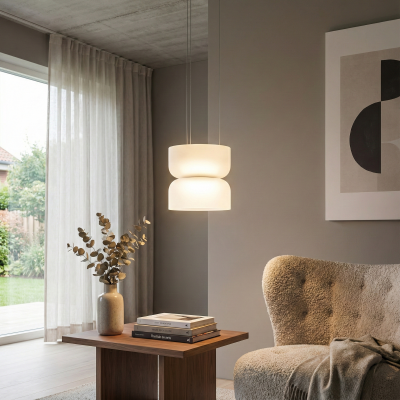 Висящ LED пендел Pluto Up&Down | Бяло стъкло | 12W | 3000K