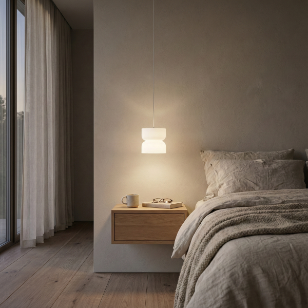 Детайлно изображение на Висящ LED пендел Pluto Up&Down | Бяло стъкло | 12W | 3000K Снимка на Висящ LED пендел Pluto Up&Down | Бяло стъкло | 12W | 3000K