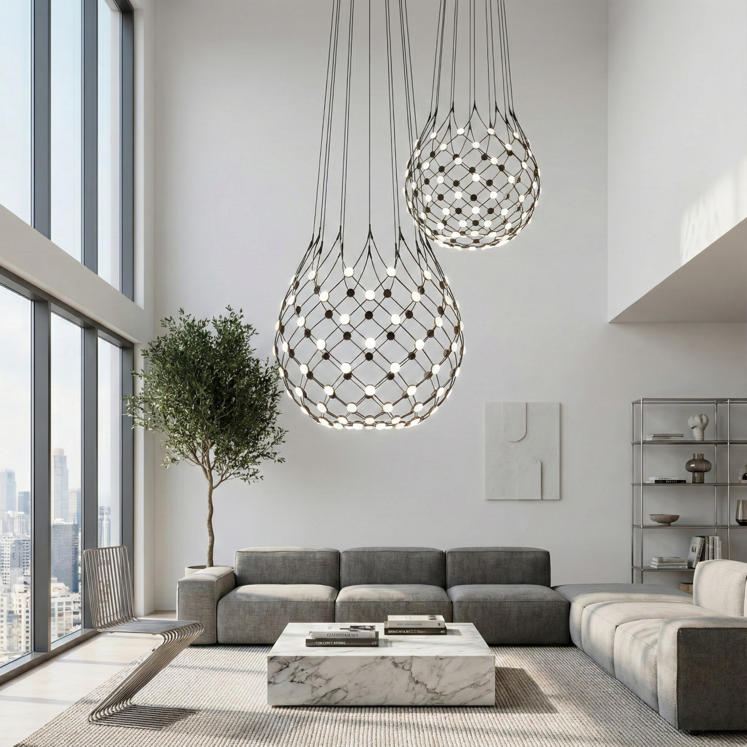 Снимка на Висящ LED пендел Prism | Тип мрежа | Черен | 3000K