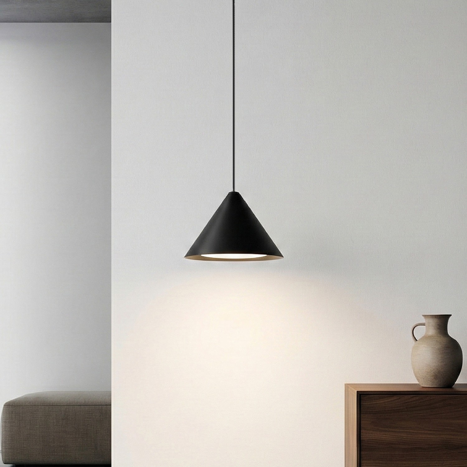 Снимка на Висяща LED лампа Radiant PS | 400mm | Конусовидна | 9W | Черна