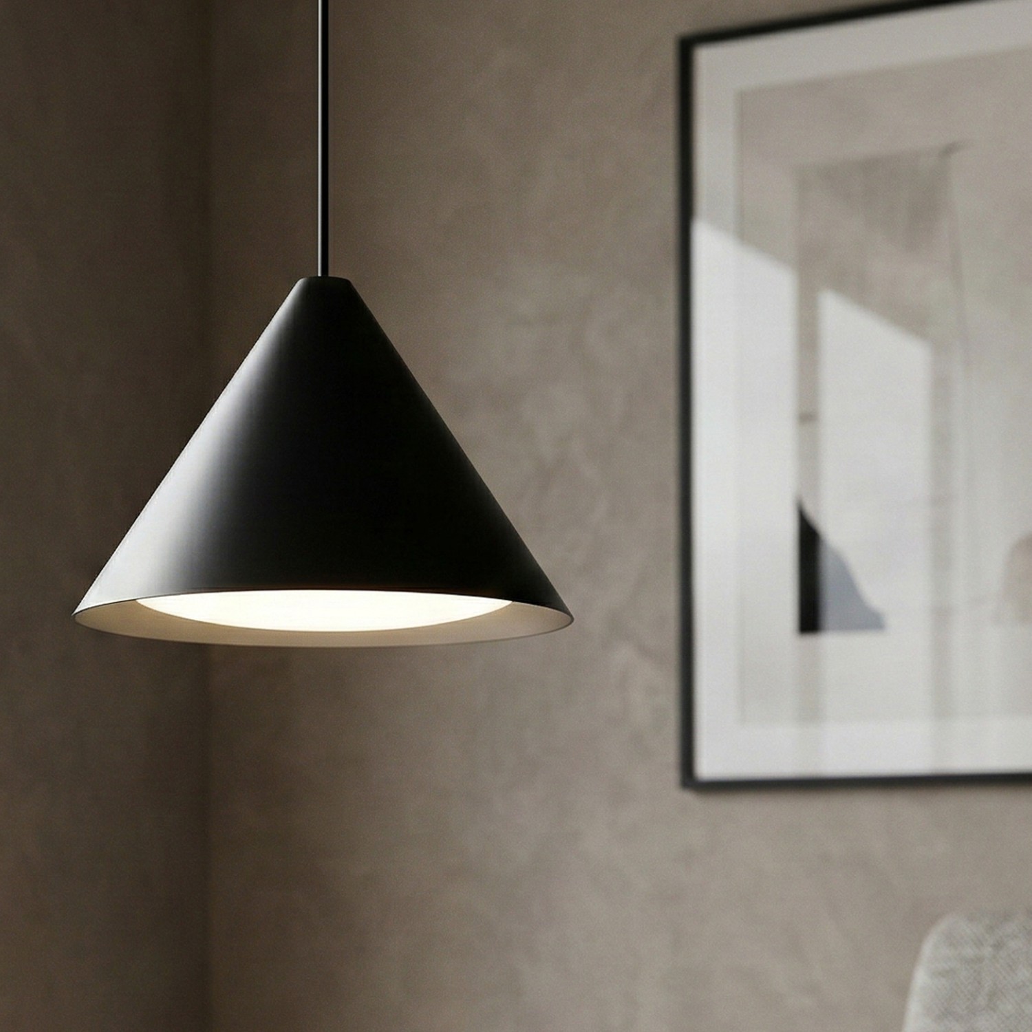 Снимка на Висяща LED лампа Radiant PS | 400mm | Конусовидна | 9W | Черна