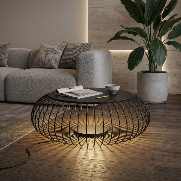 Детайлно изображение на LED подова лампа масичка Riva M | 60cm | 8W | 3000K | Черна Снимка на LED подова лампа масичка Riva M | 60cm | 8W | 3000K | Черна