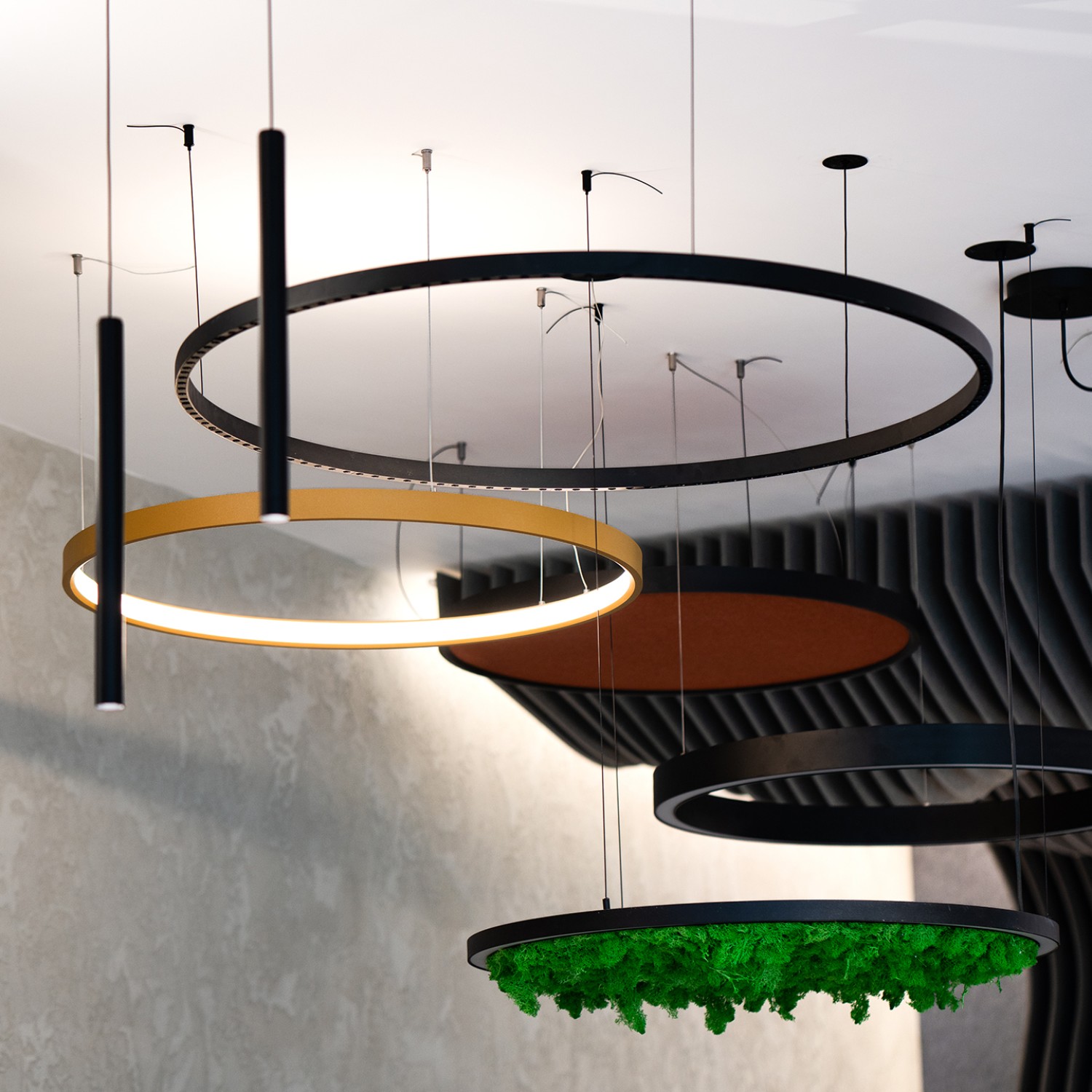 Акустична висяща LED лампа Cool Moss | Скандинавски мъх | 6 цвята 