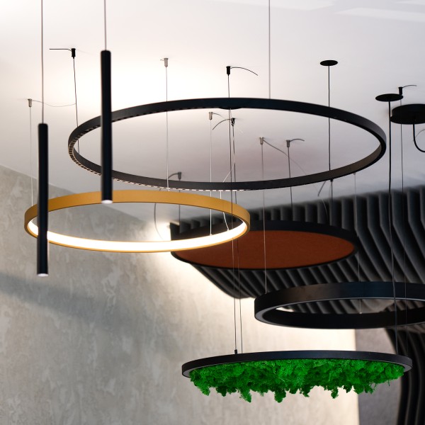 Акустична висяща LED лампа Cool Moss | Скандинавски мъх | 6 цвята 