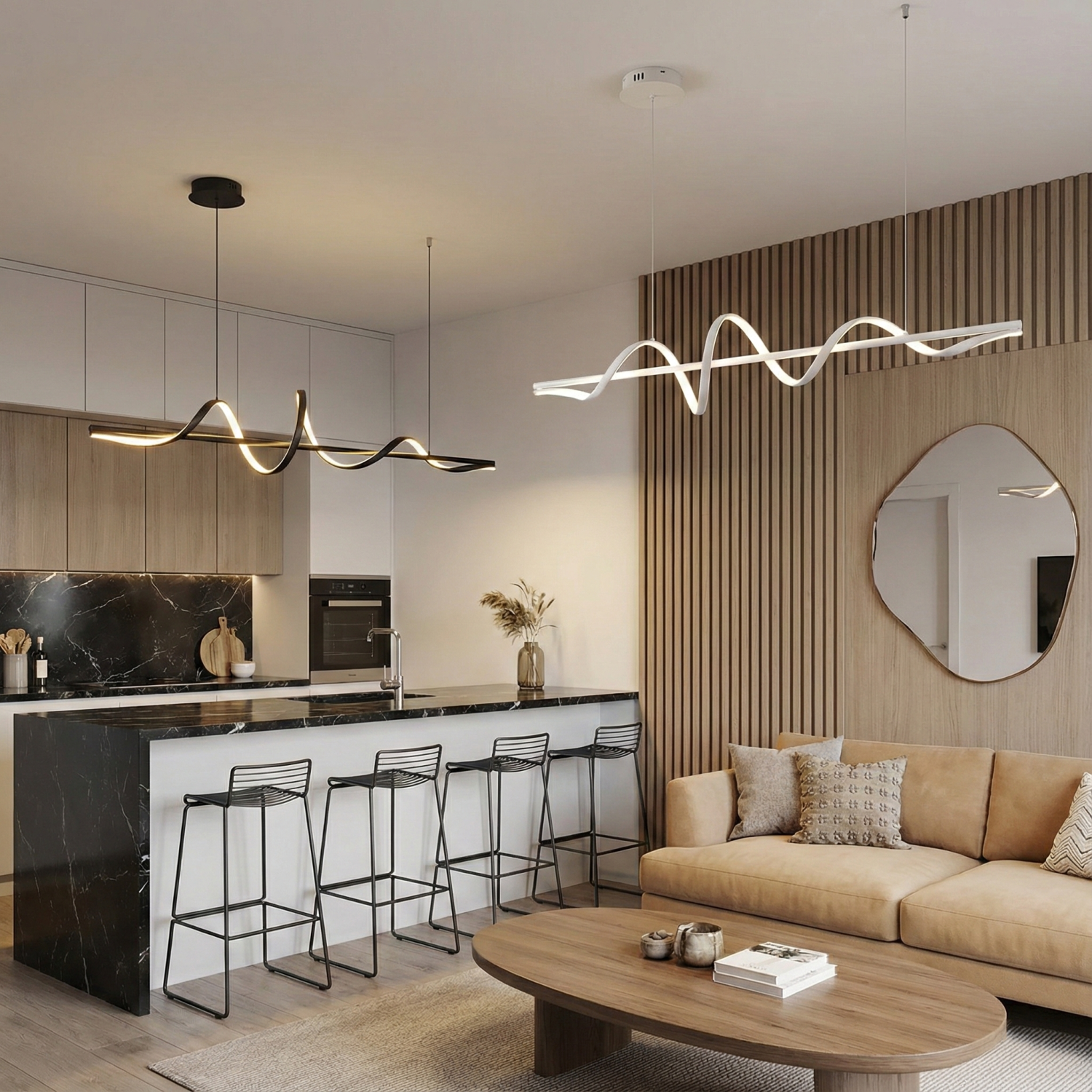 Снимка на Дизайнерски висящ LED полилей Swish | Спираловиден | 22W | 3000K