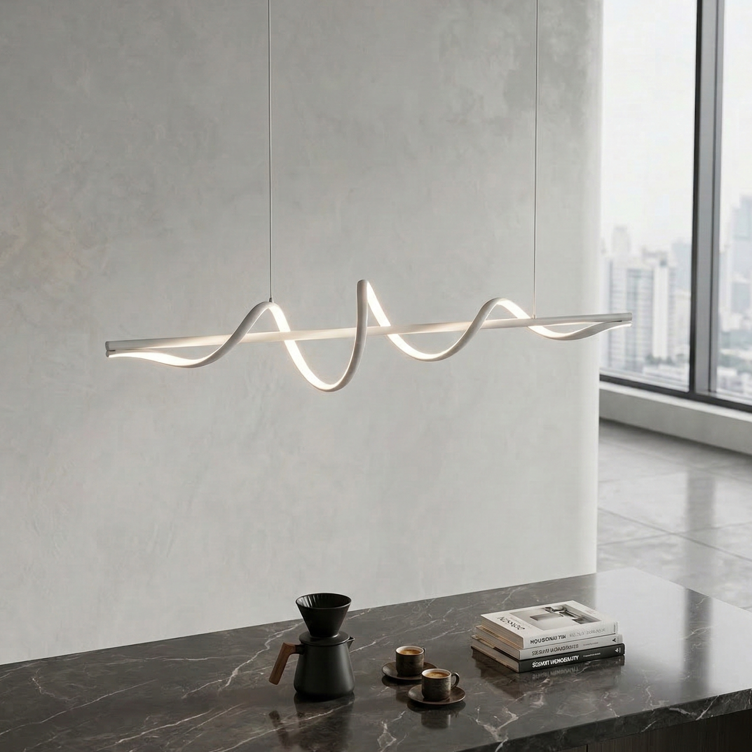 Снимка на Дизайнерски висящ LED полилей Swish | Спираловиден | 22W | 3000K