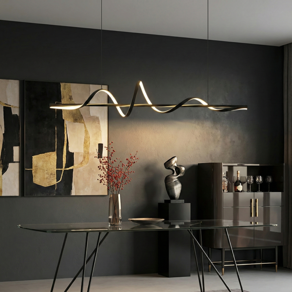 Снимка на Дизайнерски висящ LED полилей Swish | Спираловиден | 22W | 3000K