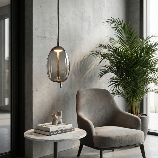 Снимка на Висящ стъклен пендел Tomy A | Опушено стъкло | 6W | 3000K