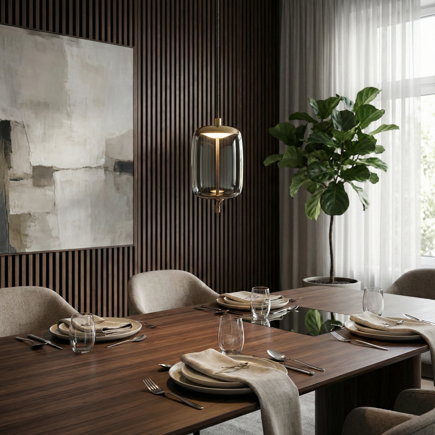 Снимка на Висящ стъклен пендел Tomy B | Опушено стъкло | 6W | 3000K