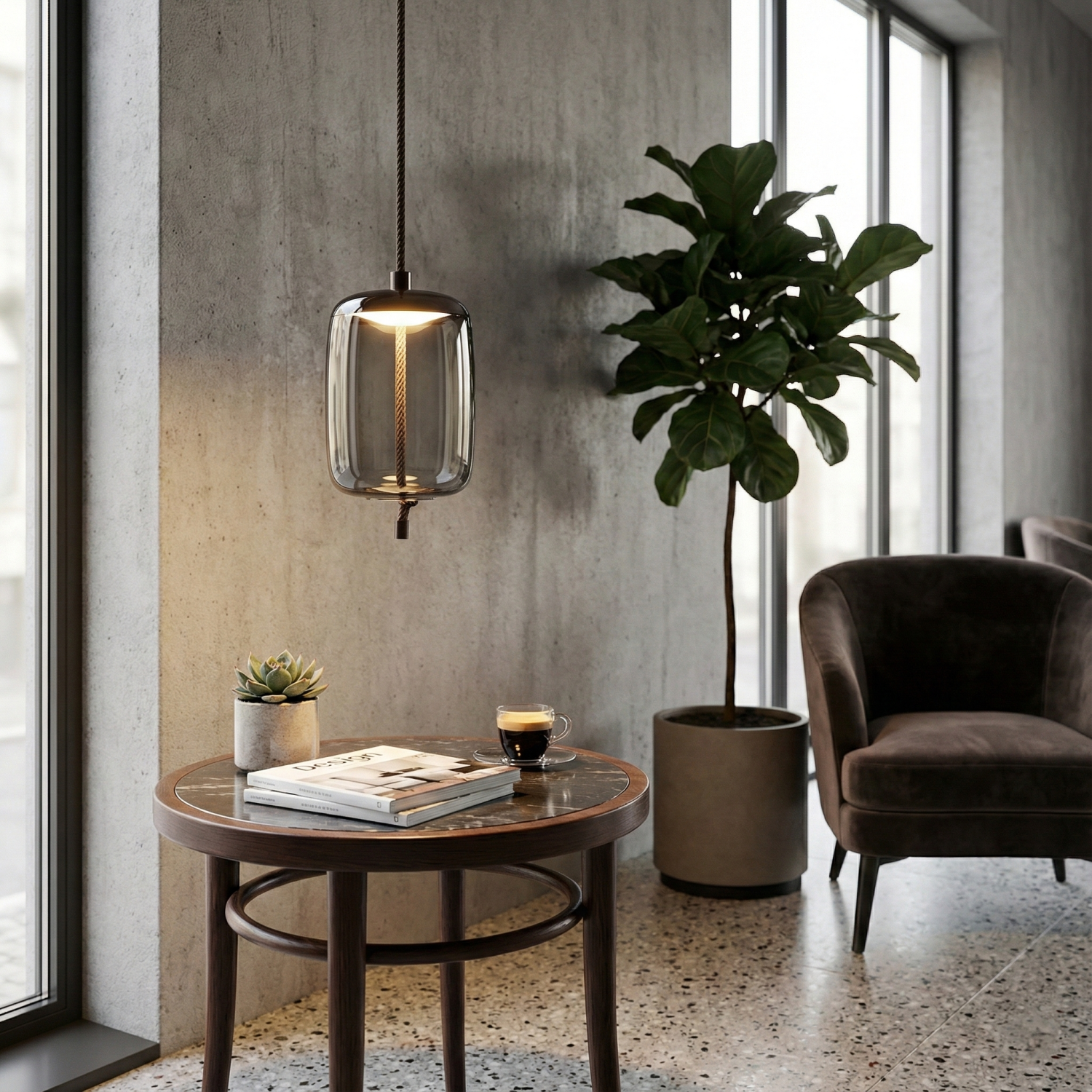 Снимка на Висящ стъклен пендел Tomy B | Опушено стъкло | 6W | 3000K