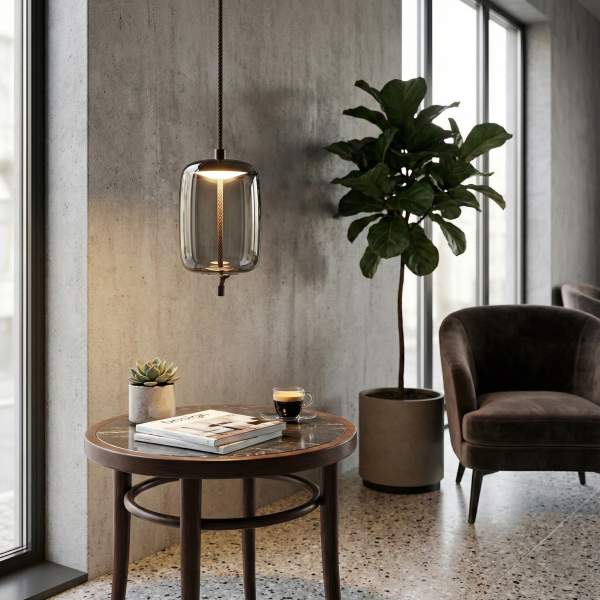 Снимка на Висящ стъклен пендел Tomy B | Опушено стъкло | 6W | 3000K