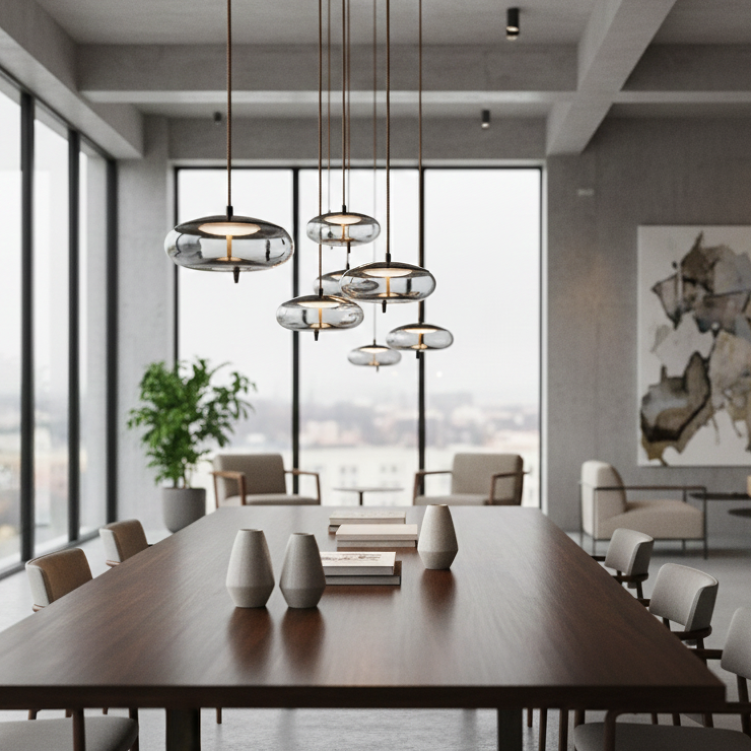 Снимка на Висящ стъклен пендел Tomy D | Опушено стъкло | 6W | 3000K