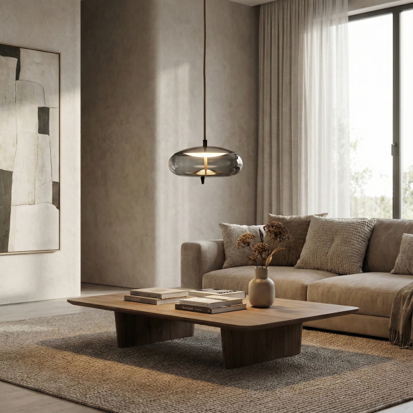 Снимка на Висящ стъклен пендел Tomy D | Опушено стъкло | 6W | 3000K