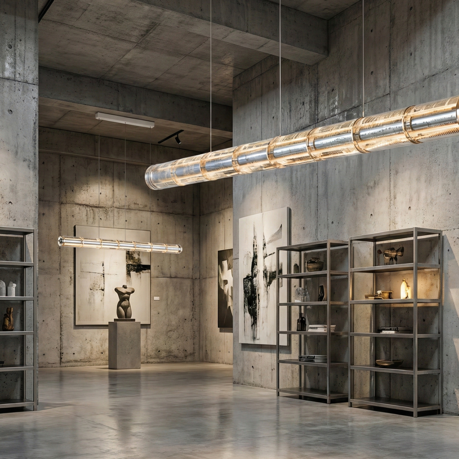 Снимка на Висящо LED осветително тяло Trace от алуминий и стъкло