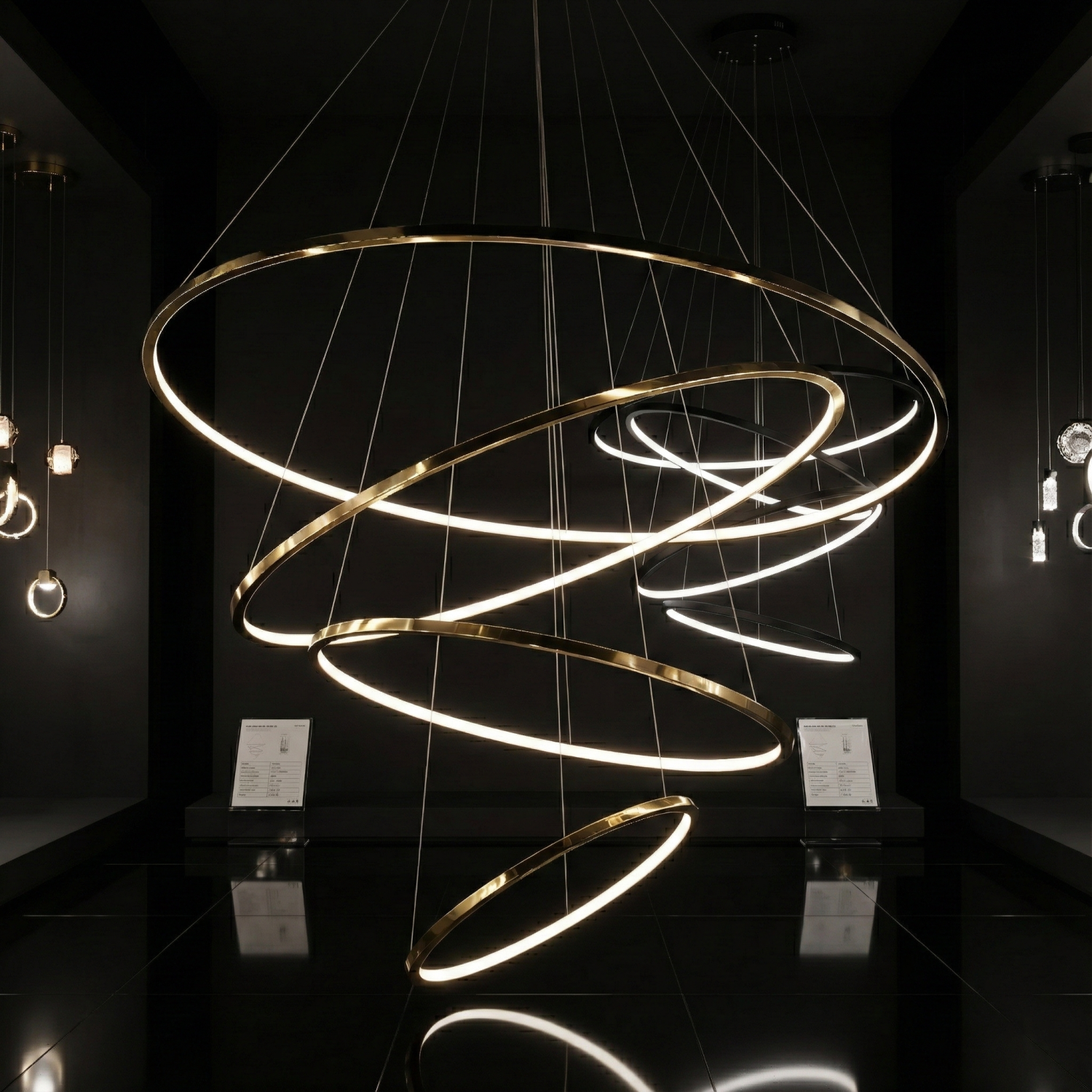Детайлно изображение на Висящ LED полилей Twist | Спираловиден | 4 Ринга | 80W | 3-CCT Снимка на Висящ LED полилей Twist | Спираловиден | 4 Ринга | 80W | 3-CCT