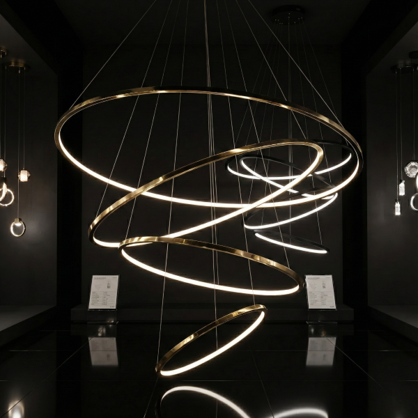Детайлно изображение на Висящ LED полилей Twist | Спираловиден | 4 Ринга | 80W | 3-CCT Снимка на Висящ LED полилей Twist | Спираловиден | 4 Ринга | 80W | 3-CCT