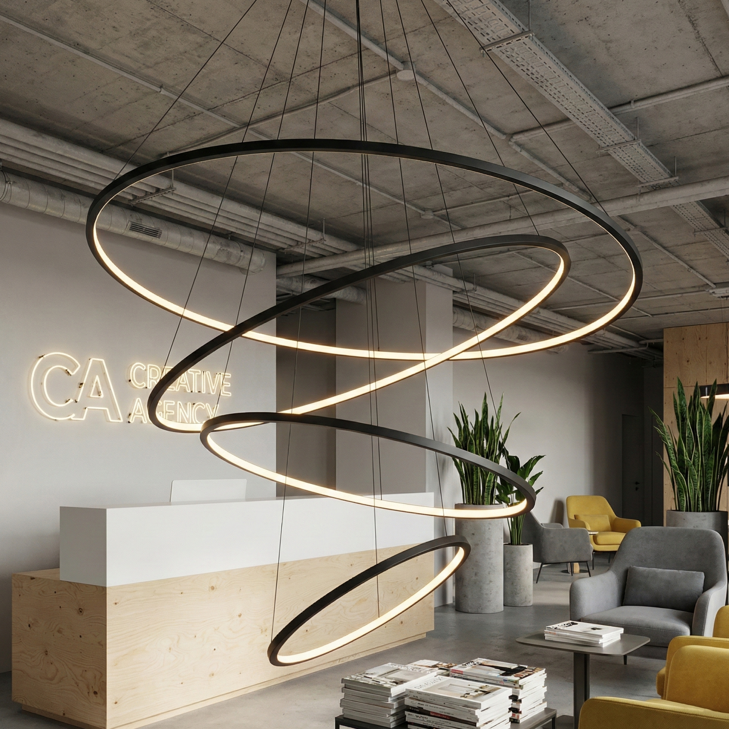 Детайлно изображение на Висящ LED полилей Twist | Спираловиден | 4 Ринга | 80W | 3-CCT Снимка на Висящ LED полилей Twist | Спираловиден | 4 Ринга | 80W | 3-CCT