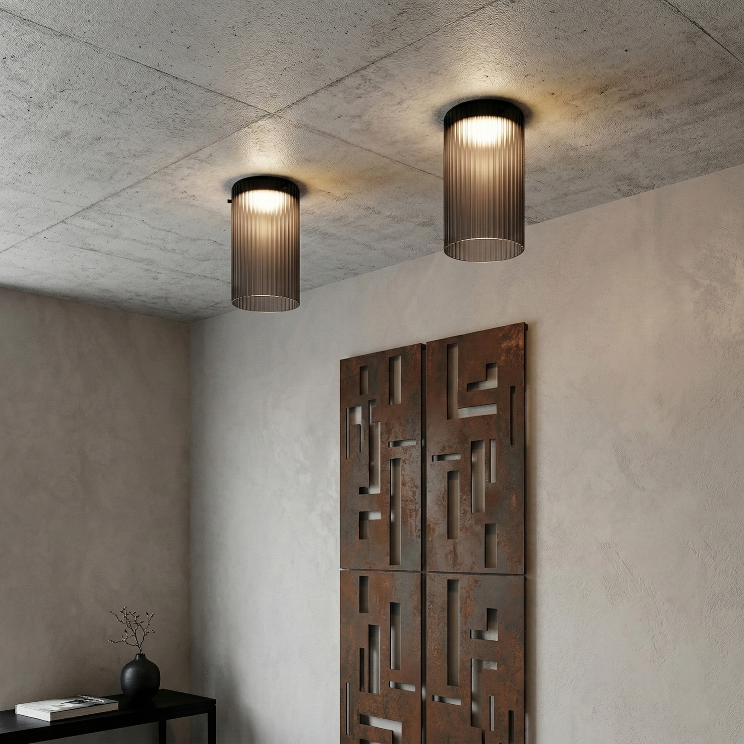 Детайлно изображение на Стъклена LED плафониера Vibe A | Цилиндрична | Опушен | 3000K Снимка на Стъклена LED плафониера Vibe A | Цилиндрична | Опушен | 3000K