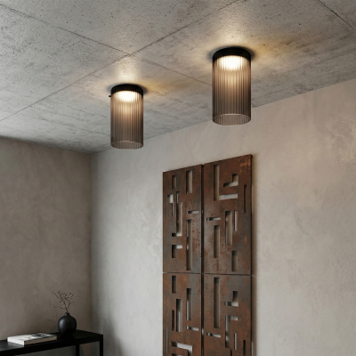 Стъклена LED плафониера Vibe A | Цилиндрична | Опушен | 3000K