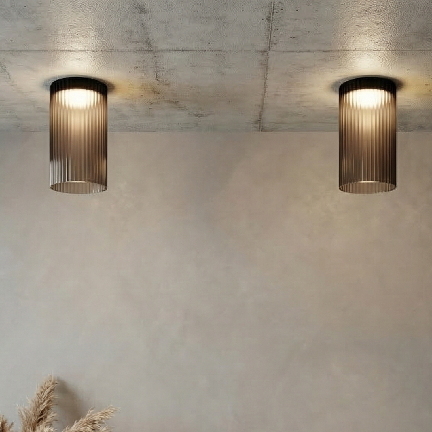 Детайлно изображение на Стъклена LED плафониера Vibe A | Цилиндрична | Опушен | 3000K Снимка на Стъклена LED плафониера Vibe A | Цилиндрична | Опушен | 3000K