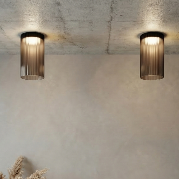 Детайлно изображение на Стъклена LED плафониера Vibe A | Цилиндрична | Опушен | 3000K Снимка на Стъклена LED плафониера Vibe A | Цилиндрична | Опушен | 3000K