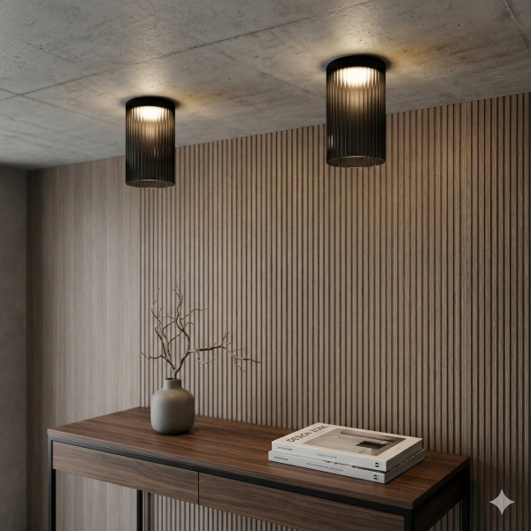 Детайлно изображение на Стъклена LED плафониера Vibe A | Цилиндрична | Опушен | 3000K Снимка на Стъклена LED плафониера Vibe A | Цилиндрична | Опушен | 3000K