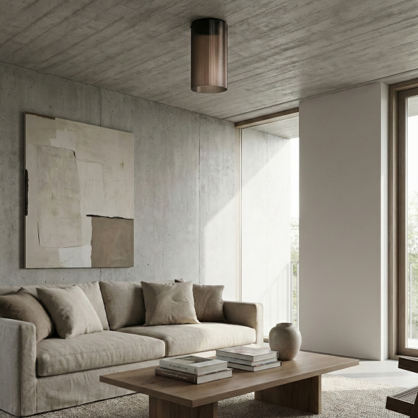 Снимка на Стъклена LED плафониера Vibe B | Цилиндрична | Опушен | 3000K