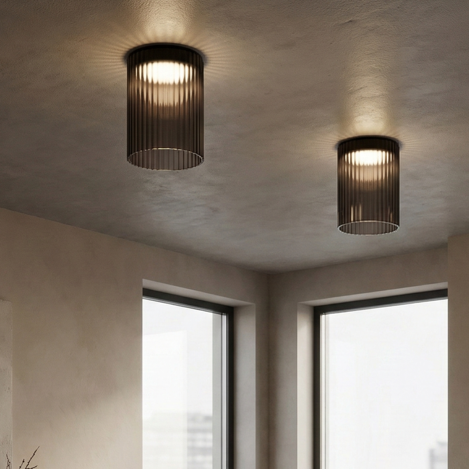 Снимка на Стъклена LED плафониера Vibe B | Цилиндрична | Опушен | 3000K