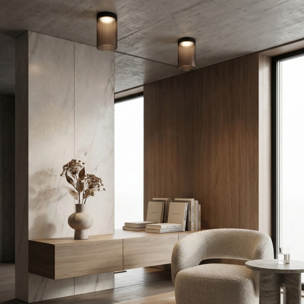 Снимка на Стъклена LED плафониера Vibe B | Цилиндрична | Опушен | 3000K