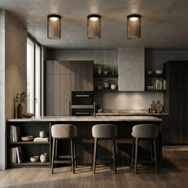 Снимка на Стъклена LED плафониера Vibe B | Цилиндрична | Опушен | 3000K