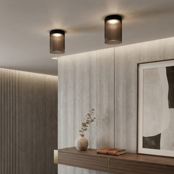 Снимка на Стъклена LED плафониера Vibe B | Цилиндрична | Опушен | 3000K