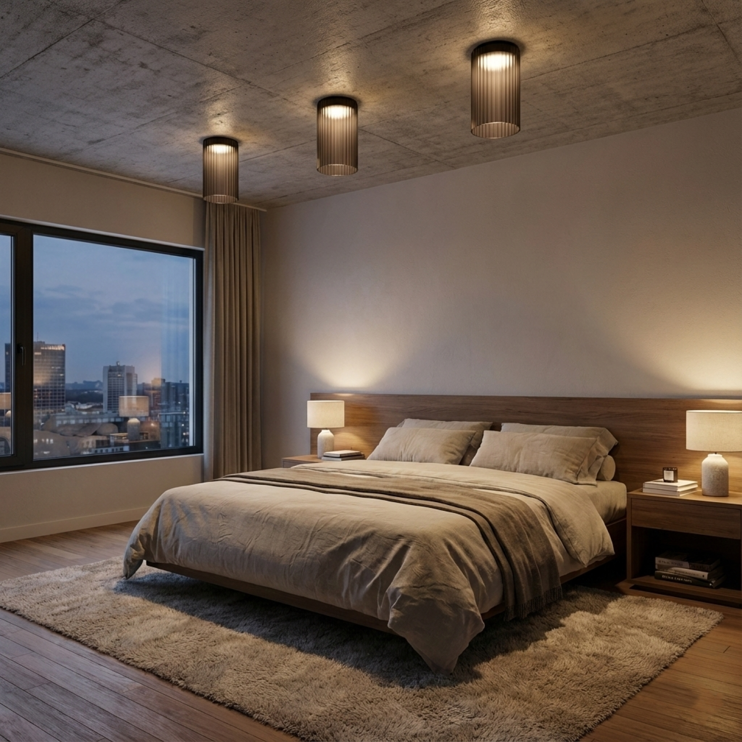 Снимка на Стъклена LED плафониера Vibe B | Цилиндрична | Опушен | 3000K