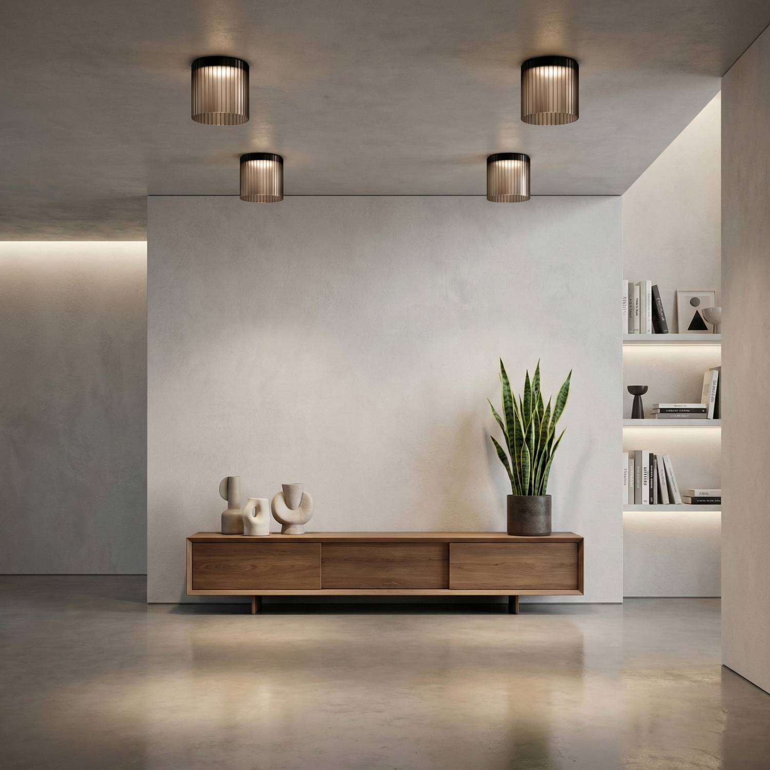 Снимка на Стъклена LED плафониера Vibe C | Цилиндрична | Опушен | 3000K