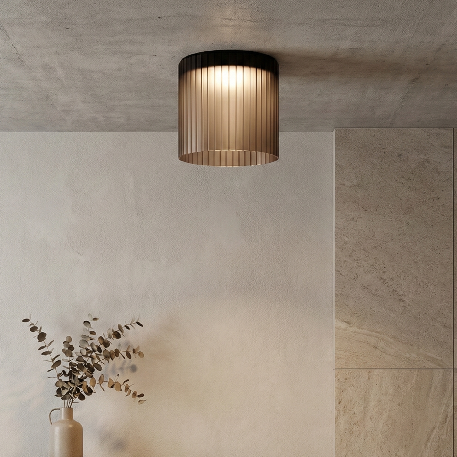 Снимка на Стъклена LED плафониера Vibe C | Цилиндрична | Опушен | 3000K